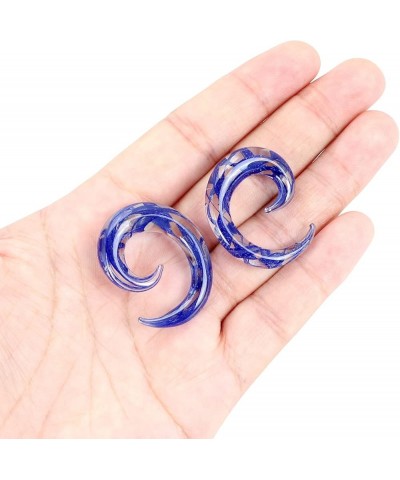 2 PC Glass Ear Tapers Plugs 8G-00G Spiral Gauges Piercing Jewelry Set 8G(3mm) Blue $6.29 Body Jewelry