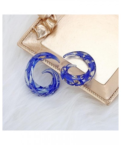 2 PC Glass Ear Tapers Plugs 8G-00G Spiral Gauges Piercing Jewelry Set 8G(3mm) Blue $6.29 Body Jewelry