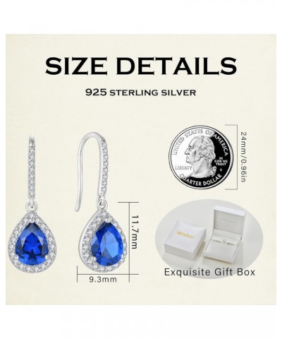 Women's Dangle Drop Earrings 925 Sterling Silver Fishhook Earrings Halo Teardrop Gemstones Jewelry 09-sapphire-Sept $29.00 Ea...