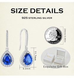 Women's Dangle Drop Earrings 925 Sterling Silver Fishhook Earrings Halo Teardrop Gemstones Jewelry 09-sapphire-Sept $29.00 Ea...