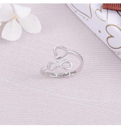 925 Sterling Silver Inspirational Jewelry Rings Adjustable Ring Personality Encouragement Gift for Teens Girls Women This Too...