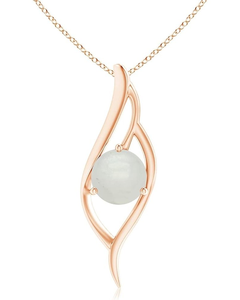 Natural Moonstone Solitaire Pendant Necklace for Women, Girls in 14K Solid Gold/Sterling Silver | Jewelry Gift for Her | Birt...