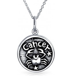 Personalize Astrology Constellation Celestial Horoscope Disc Medallion Pendant Zodiac Necklace For Women Oxidized Sterling Si...