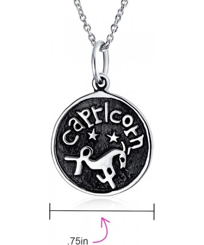 Personalize Astrology Constellation Celestial Horoscope Disc Medallion Pendant Zodiac Necklace For Women Oxidized Sterling Si...