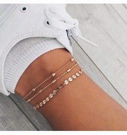 Jeweky Boho Layered Sequines Anklets Beads Foot Jewelry Chain Ankle Bracelets for Women and Girls (Gold) $6.83 Anklets