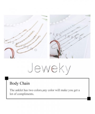 Jeweky Boho Layered Sequines Anklets Beads Foot Jewelry Chain Ankle Bracelets for Women and Girls (Gold) $6.83 Anklets