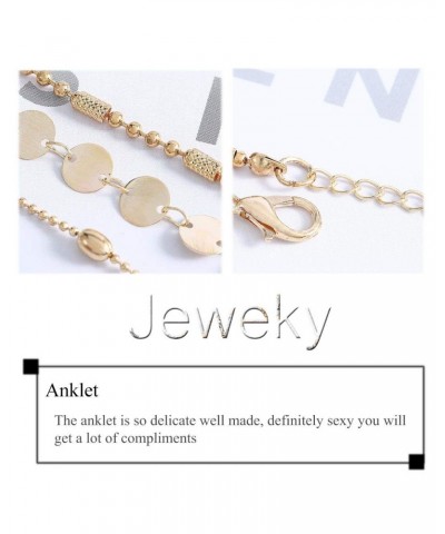 Jeweky Boho Layered Sequines Anklets Beads Foot Jewelry Chain Ankle Bracelets for Women and Girls (Gold) $6.83 Anklets