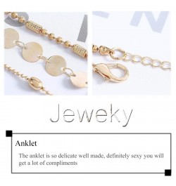 Jeweky Boho Layered Sequines Anklets Beads Foot Jewelry Chain Ankle Bracelets for Women and Girls (Gold) $6.83 Anklets