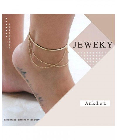 Jeweky Boho Layered Sequines Anklets Beads Foot Jewelry Chain Ankle Bracelets for Women and Girls (Gold) $6.83 Anklets