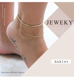 Jeweky Boho Layered Sequines Anklets Beads Foot Jewelry Chain Ankle Bracelets for Women and Girls (Gold) $6.83 Anklets