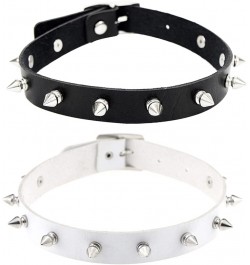 2PCS Choker Necklace PU Leather Goth Choker Collar with Rivet Spike Punk Rock Collar Adjustable Size –Black and White $6.62 N...