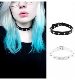 2PCS Choker Necklace PU Leather Goth Choker Collar with Rivet Spike Punk Rock Collar Adjustable Size –Black and White $6.62 N...