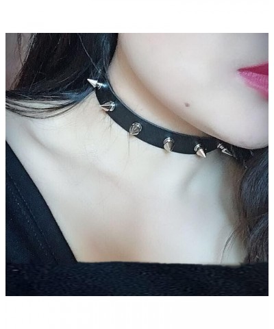 2PCS Choker Necklace PU Leather Goth Choker Collar with Rivet Spike Punk Rock Collar Adjustable Size –Black and White $6.62 N...