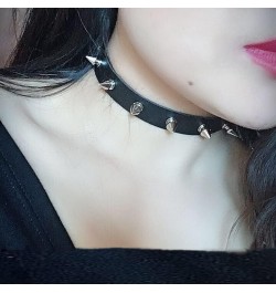 2PCS Choker Necklace PU Leather Goth Choker Collar with Rivet Spike Punk Rock Collar Adjustable Size –Black and White $6.62 N...