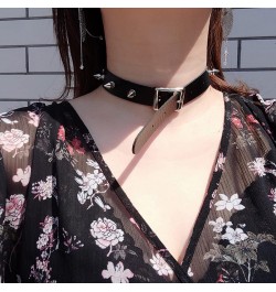 2PCS Choker Necklace PU Leather Goth Choker Collar with Rivet Spike Punk Rock Collar Adjustable Size –Black and White $6.62 N...