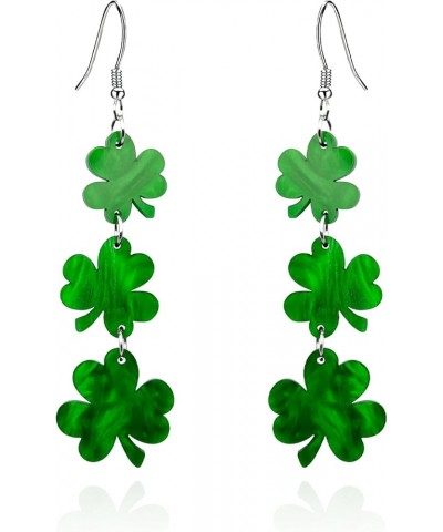 3 Pairs St Patrick's Day Earrings for Women Girls, Green Shamrock Clover Earrings Irish Hat Shamrock Stud Earrings Lightweigh...