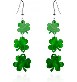 3 Pairs St Patrick's Day Earrings for Women Girls, Green Shamrock Clover Earrings Irish Hat Shamrock Stud Earrings Lightweigh...