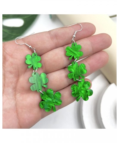 3 Pairs St Patrick's Day Earrings for Women Girls, Green Shamrock Clover Earrings Irish Hat Shamrock Stud Earrings Lightweigh...