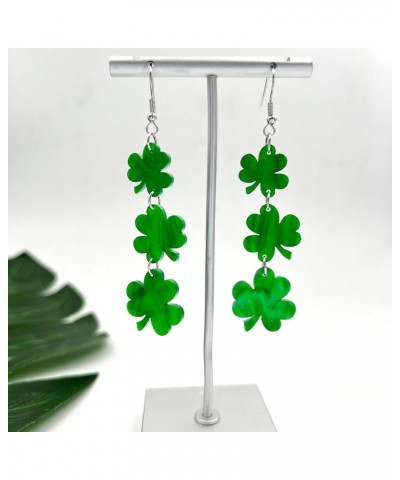 3 Pairs St Patrick's Day Earrings for Women Girls, Green Shamrock Clover Earrings Irish Hat Shamrock Stud Earrings Lightweigh...