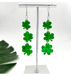 3 Pairs St Patrick's Day Earrings for Women Girls, Green Shamrock Clover Earrings Irish Hat Shamrock Stud Earrings Lightweigh...