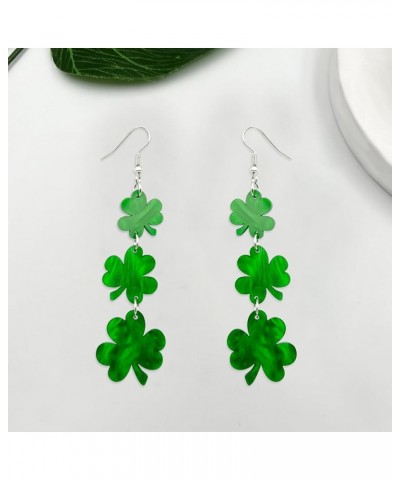 3 Pairs St Patrick's Day Earrings for Women Girls, Green Shamrock Clover Earrings Irish Hat Shamrock Stud Earrings Lightweigh...