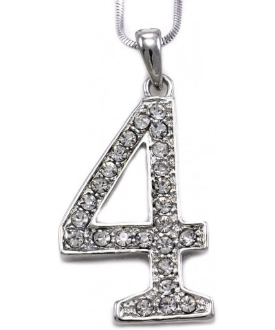 Number Charm 4 Four Pendant Necklace Clear Rhinestones Ladies Mens Fashion Jewelry $8.09 Necklaces