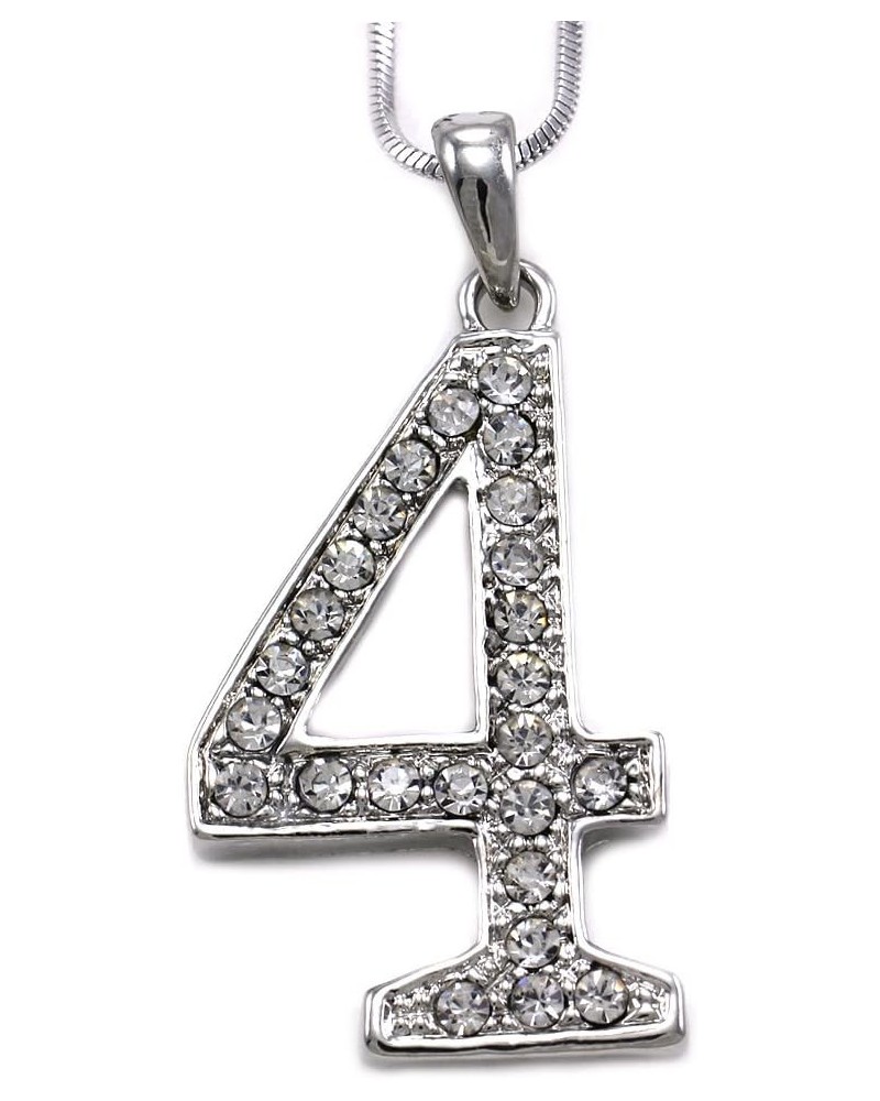 Number Charm 4 Four Pendant Necklace Clear Rhinestones Ladies Mens Fashion Jewelry $8.09 Necklaces