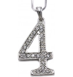 Number Charm 4 Four Pendant Necklace Clear Rhinestones Ladies Mens Fashion Jewelry $8.09 Necklaces