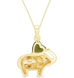 Heart Cut Simulated Birthstone Elephant Pendant Necklace Jewelry For Women In 14k Gold Over Sterling Silver Along With 18" Ch...