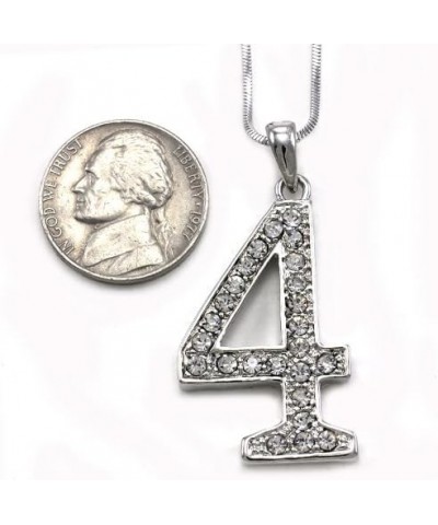 Number Charm 4 Four Pendant Necklace Clear Rhinestones Ladies Mens Fashion Jewelry $8.09 Necklaces