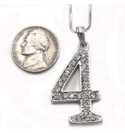 Number Charm 4 Four Pendant Necklace Clear Rhinestones Ladies Mens Fashion Jewelry $8.09 Necklaces