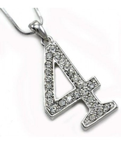 Number Charm 4 Four Pendant Necklace Clear Rhinestones Ladies Mens Fashion Jewelry $8.09 Necklaces