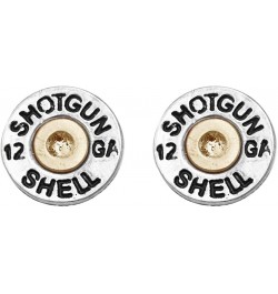 Women's 12 Gauge Shotgun Shell Spent Bullet Hypoallergenic Post Back Stud Earrings 15mm Silver Tone $13.10 Earrings