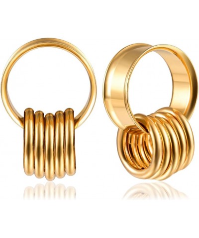 2PCS 316 Stainless Steel Fashion Ear Plugs Tunnels Matching Nose Rings Stretcher Studs Body Piercing Jewelry 25mm(1") Gold $9...