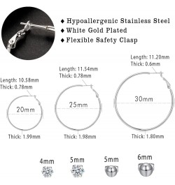 6 Pairs Stainless Steel Stud and Hoop Earrings Set for Women Lightweight Huggie Hoops Hypoallergenic Cubic Zirconia Stud Earr...