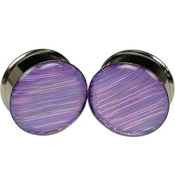 Pair of Lavender Holographic Ribbon Double Flare Resin Plugs (MTO-056) 9/16" (14mm) $12.83 Body Jewelry