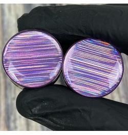 Pair of Lavender Holographic Ribbon Double Flare Resin Plugs (MTO-056) 9/16" (14mm) $12.83 Body Jewelry