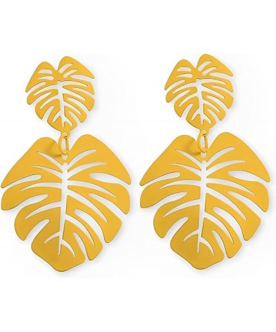 Silver Threader Earrings for Women - Monstera Yellow Palm Leaf Earrings Fashion Jewelry Gift Leaf Earrings $8.84 Earrings