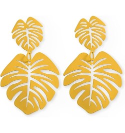 Silver Threader Earrings for Women - Monstera Yellow Palm Leaf Earrings Fashion Jewelry Gift Leaf Earrings $8.84 Earrings