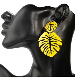 Silver Threader Earrings for Women - Monstera Yellow Palm Leaf Earrings Fashion Jewelry Gift Leaf Earrings $8.84 Earrings