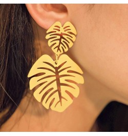 Silver Threader Earrings for Women - Monstera Yellow Palm Leaf Earrings Fashion Jewelry Gift Leaf Earrings $8.84 Earrings