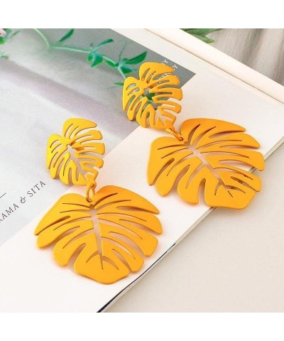 Silver Threader Earrings for Women - Monstera Yellow Palm Leaf Earrings Fashion Jewelry Gift Leaf Earrings $8.84 Earrings