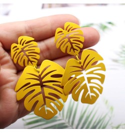 Silver Threader Earrings for Women - Monstera Yellow Palm Leaf Earrings Fashion Jewelry Gift Leaf Earrings $8.84 Earrings