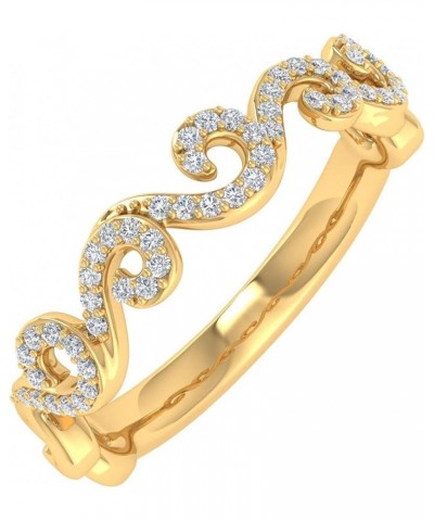 0.15 Carat Diamond Wave Shaped Wedding Band Ring in 10K Gold Yellow Gold $85.50 Bracelets