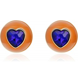 18K gold Plated Heart Shape Earrings For Women, contrast color Cabochon Stud Earrings For Girls, Modern Orb Shape Statement P...