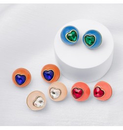 18K gold Plated Heart Shape Earrings For Women, contrast color Cabochon Stud Earrings For Girls, Modern Orb Shape Statement P...