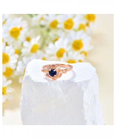 Moonstone Rose Ring Rosegold Plated Rose Engagement Ring Valentines Day Jewelry Birthday Gifts for Women Created Sapphire 8 $...