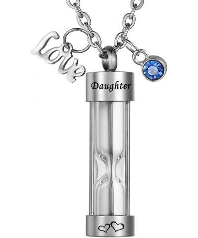 Cylinder Hourglass Memorial Keepsake Stainless Steel Cremation Jewelry Urn Pendant Necklace for Ashes Daughter - Engraving $1...