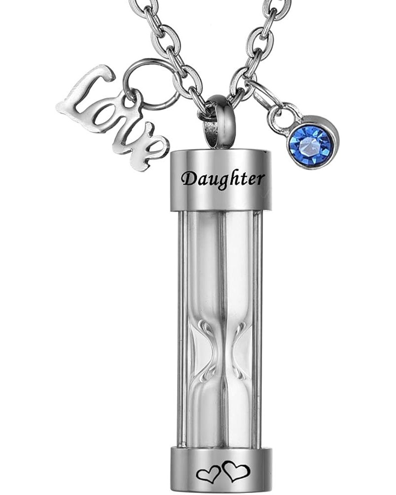 Cylinder Hourglass Memorial Keepsake Stainless Steel Cremation Jewelry Urn Pendant Necklace for Ashes Daughter - Engraving $1...