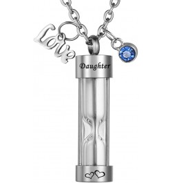 Cylinder Hourglass Memorial Keepsake Stainless Steel Cremation Jewelry Urn Pendant Necklace for Ashes Daughter - Engraving $1...